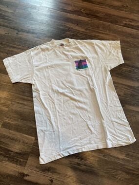 Vintage 1990s Cozumel Bye Bye Men’s Large White Shirt Purple Pink Summer